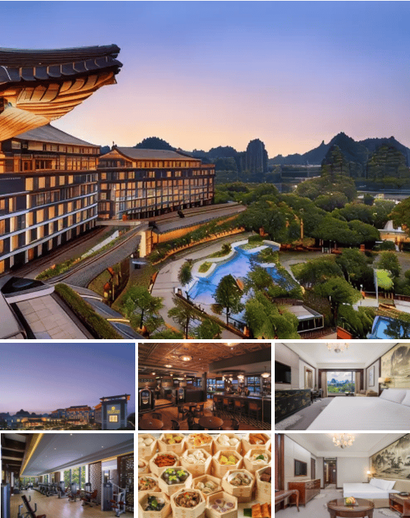 Luxury resort in China featuring traditional architecture, elegant hotel suites, and gourmet dim sum dining.